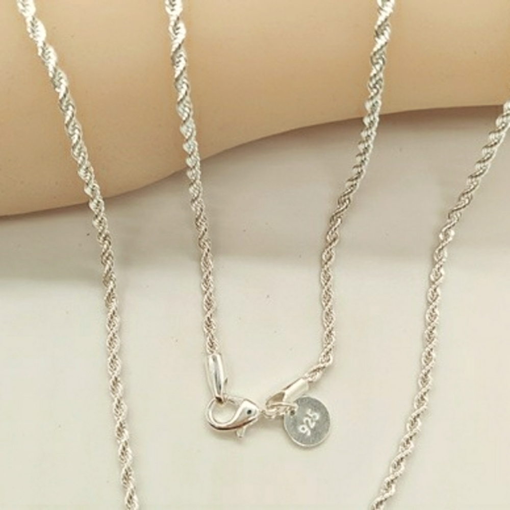 Silver Plated Fried Dough Twist Chain Necklace